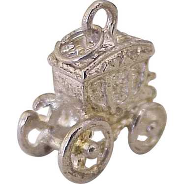 Vintage Fancy Coach Charm Sterling Silver Three D… - image 1