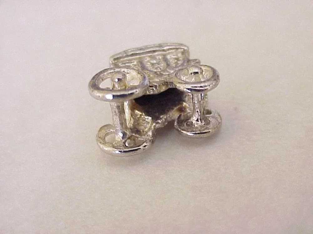 Vintage Fancy Coach Charm Sterling Silver Three D… - image 2