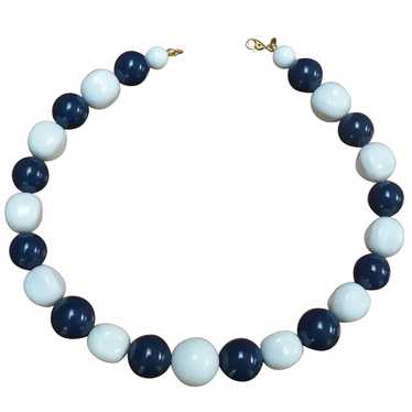 MONET Large Blue and White Bead Necklace - image 1