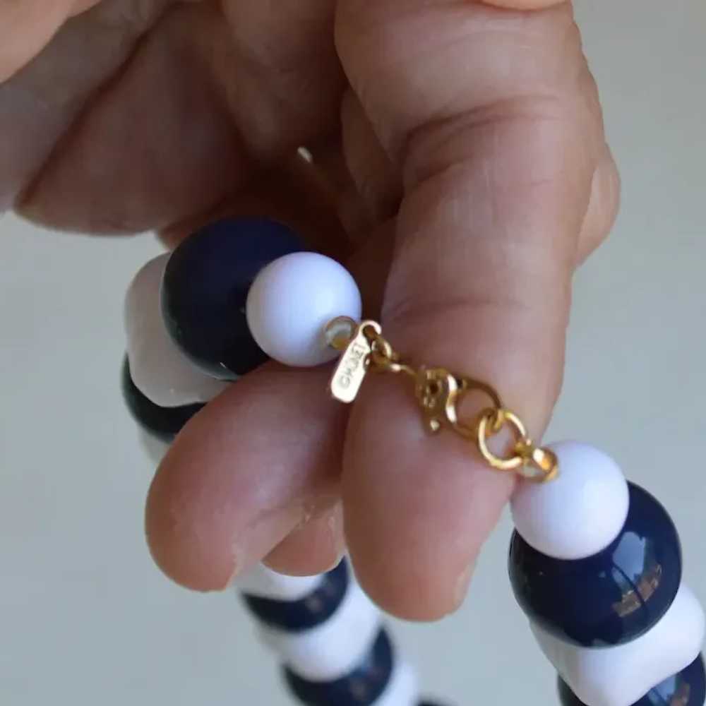 MONET Large Blue and White Bead Necklace - image 3