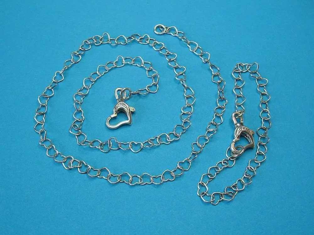 Vintage Sterling Silver Girls Heart Link Necklace… - image 2
