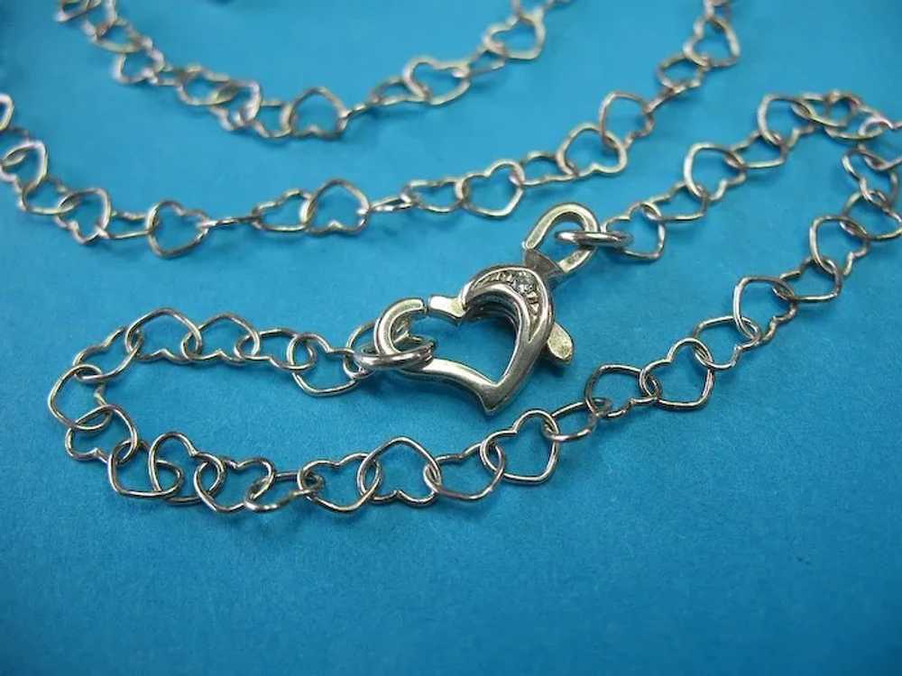 Vintage Sterling Silver Girls Heart Link Necklace… - image 3