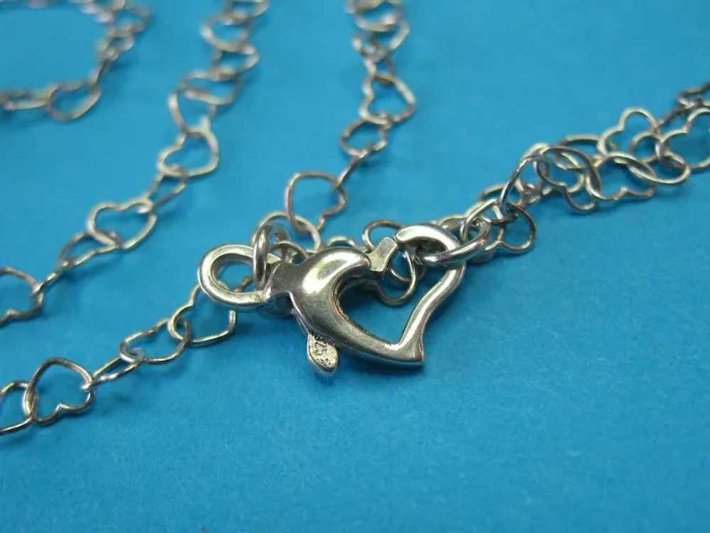 Vintage Sterling Silver Girls Heart Link Necklace… - image 4
