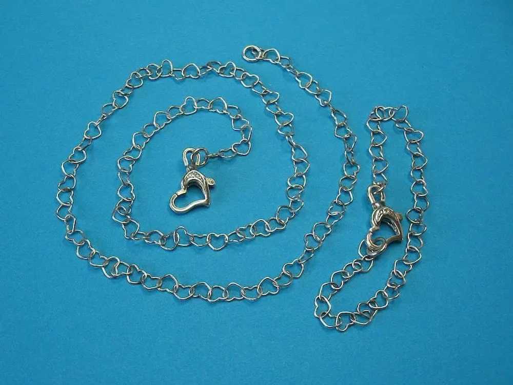 Vintage Sterling Silver Girls Heart Link Necklace… - image 5