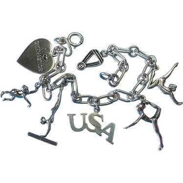 Vintage Sterling Silver USA Gymnastic Theme Charm… - image 1