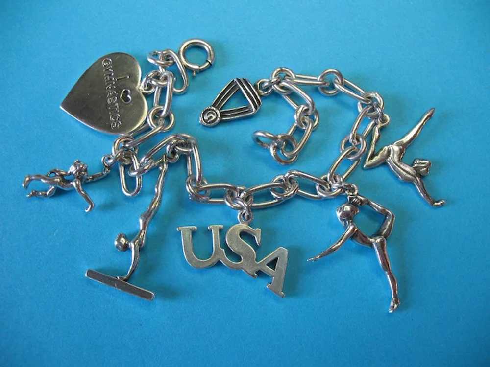 Vintage Sterling Silver USA Gymnastic Theme Charm… - image 2