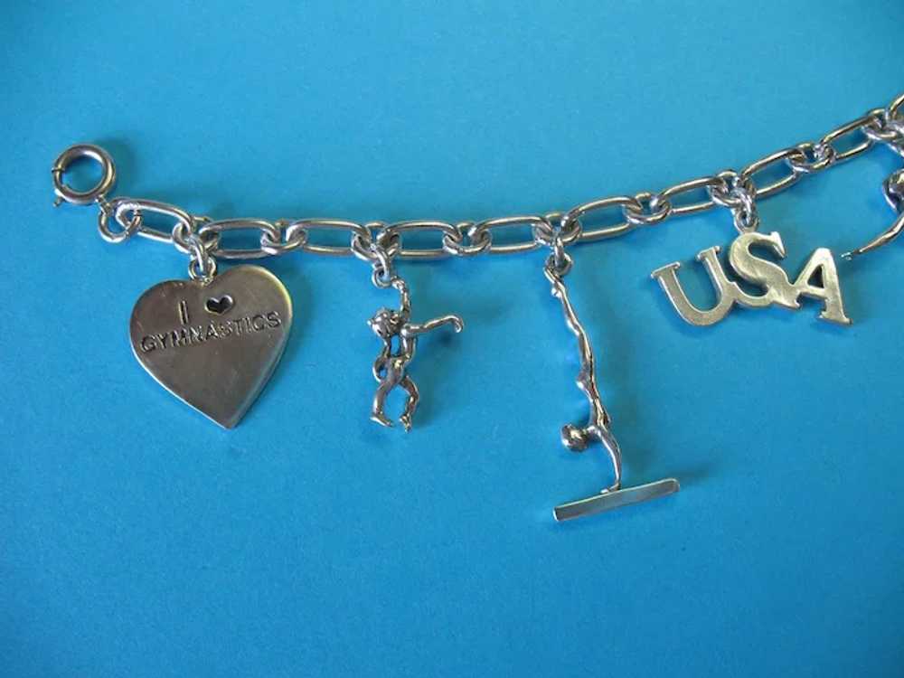 Vintage Sterling Silver USA Gymnastic Theme Charm… - image 3