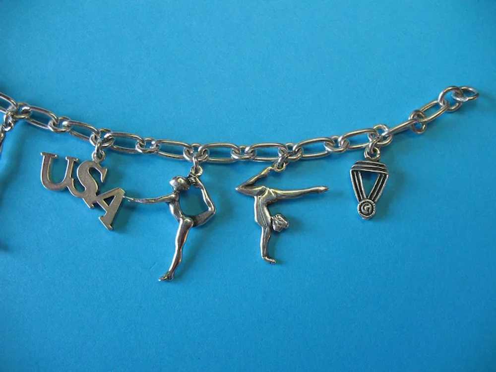 Vintage Sterling Silver USA Gymnastic Theme Charm… - image 4