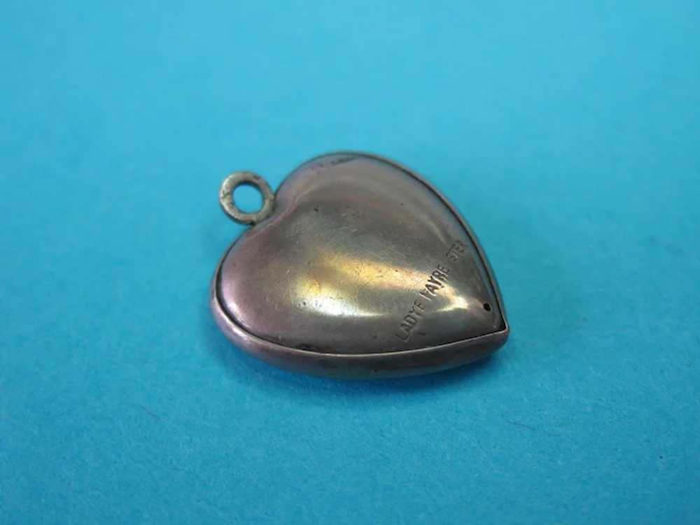 Vintage Sterling Ladye Fayre Puffy Heart Charm 19… - image 4