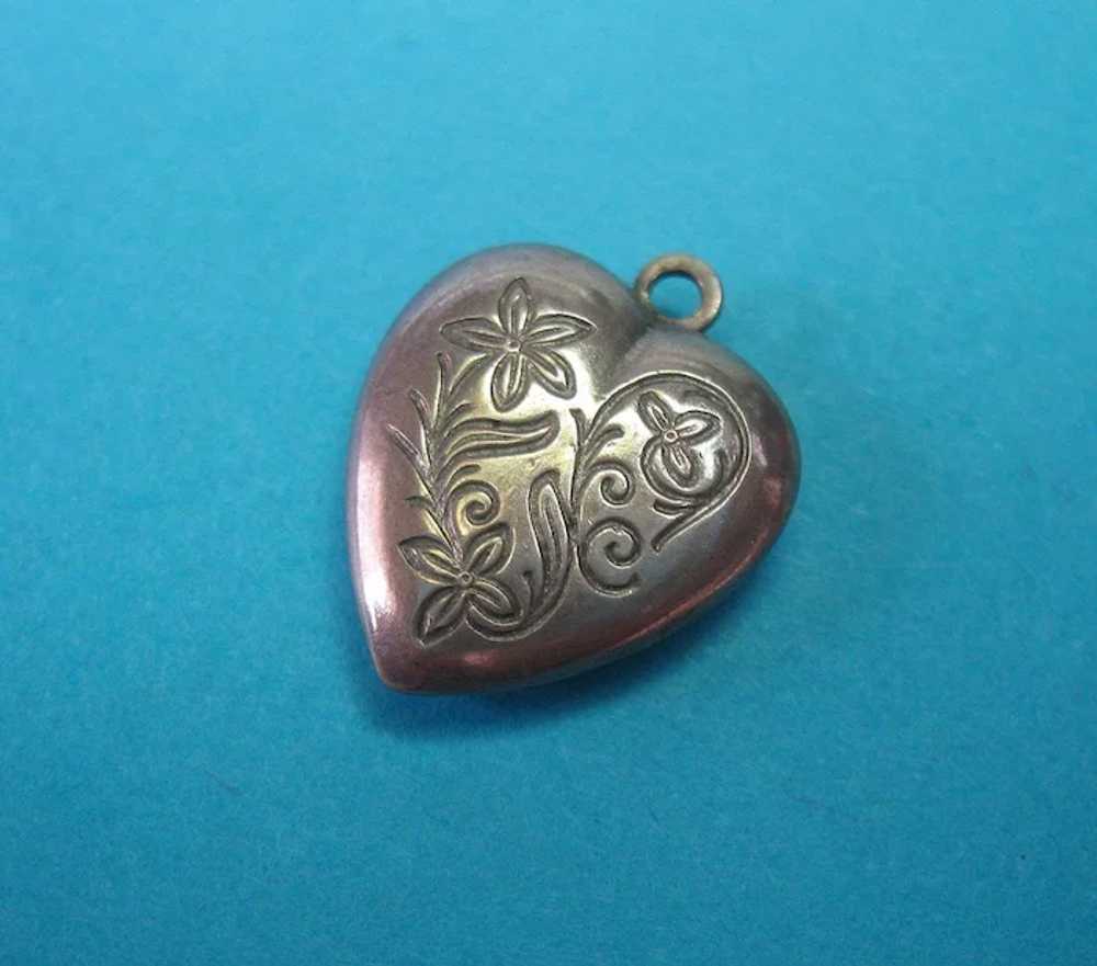Vintage Sterling Ladye Fayre Puffy Heart Charm 19… - image 6