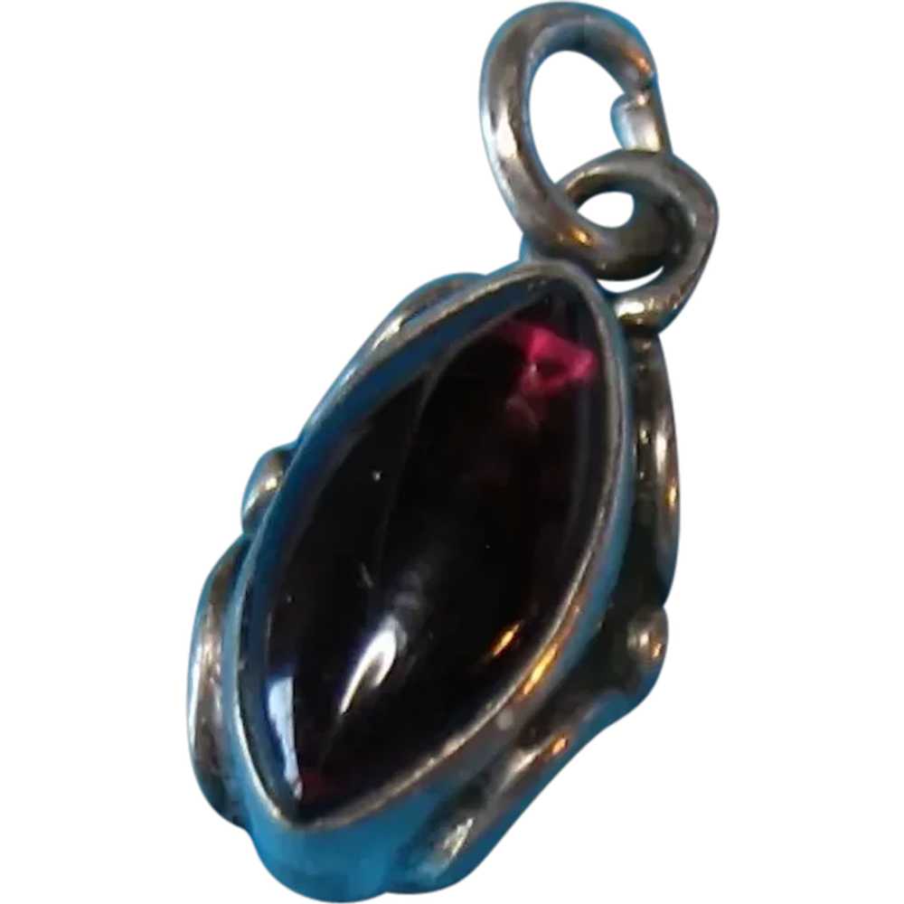 Vintage Sterling Silver Purple Stone Charm Neckla… - image 1