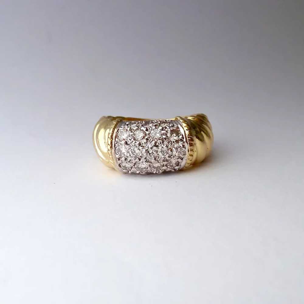 14K Gold Ring 5 Row Diamonds Ribbed Band .45 Ct E… - image 3