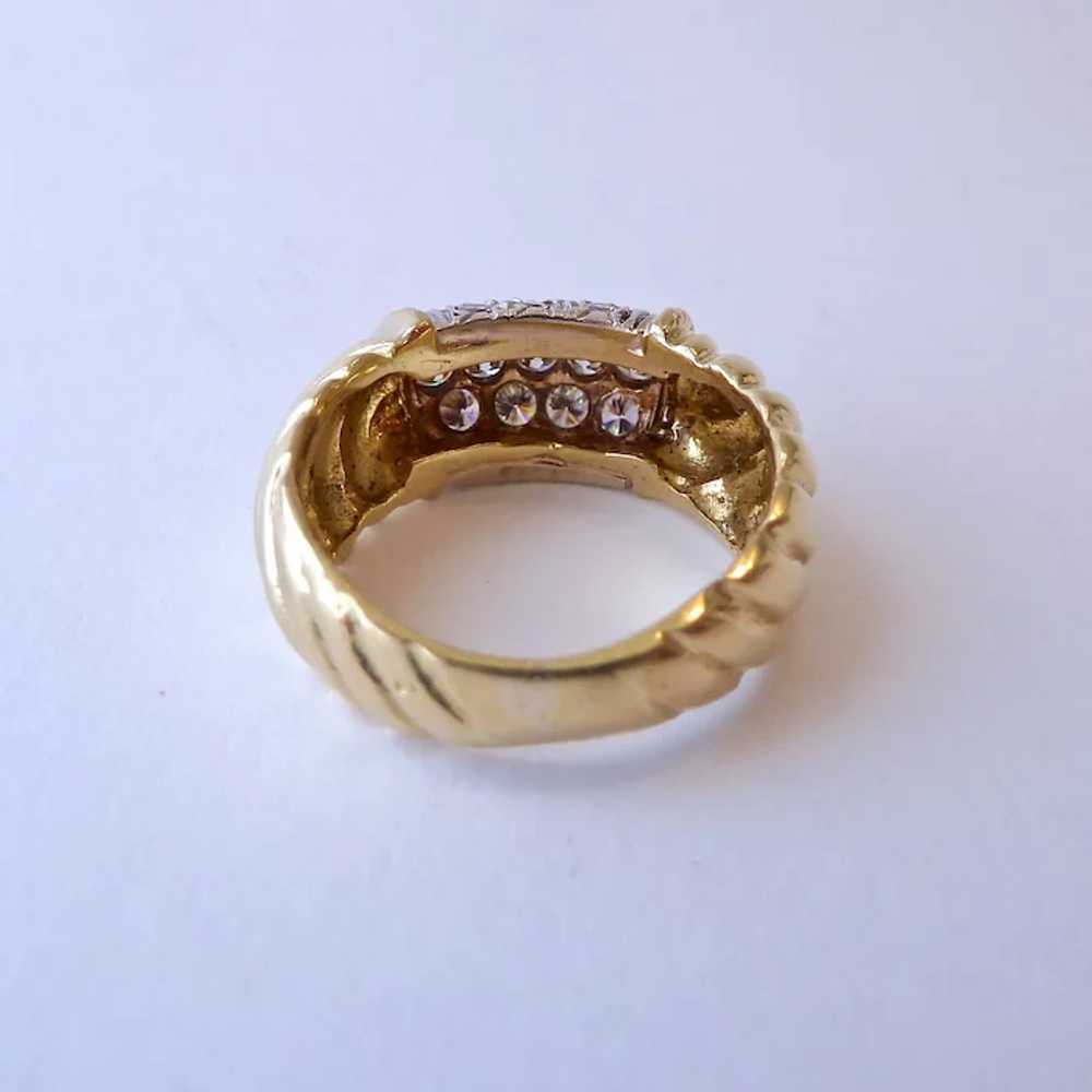 14K Gold Ring 5 Row Diamonds Ribbed Band .45 Ct E… - image 7