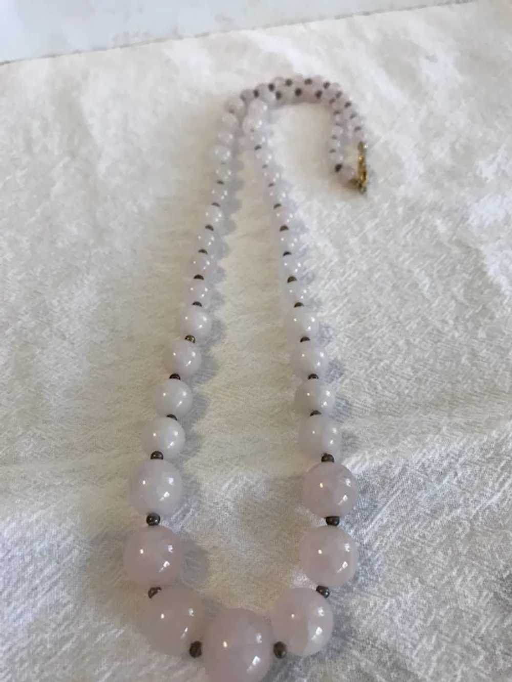 Pink Quartz/ Jade Necklace Vintage - image 2