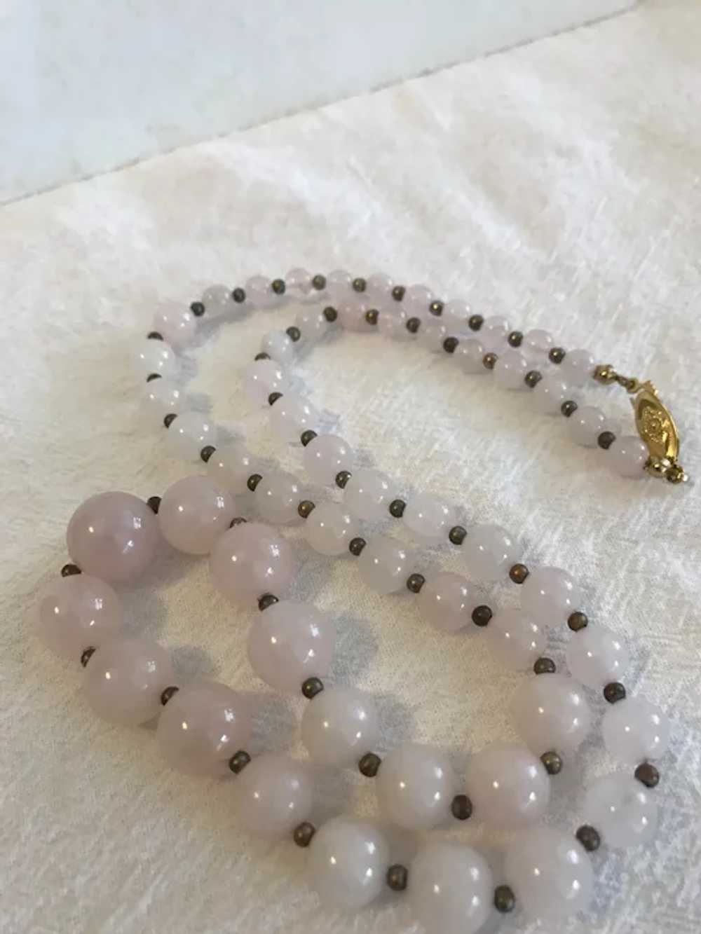 Pink Quartz/ Jade Necklace Vintage - image 3