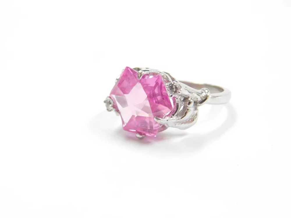 10k White Gold Fantasy Cut Pink Sapphire and Whit… - image 4