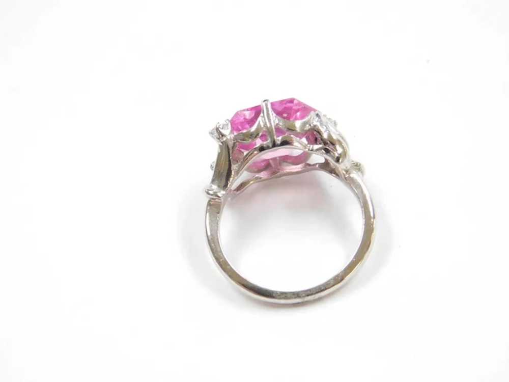 10k White Gold Fantasy Cut Pink Sapphire and Whit… - image 5