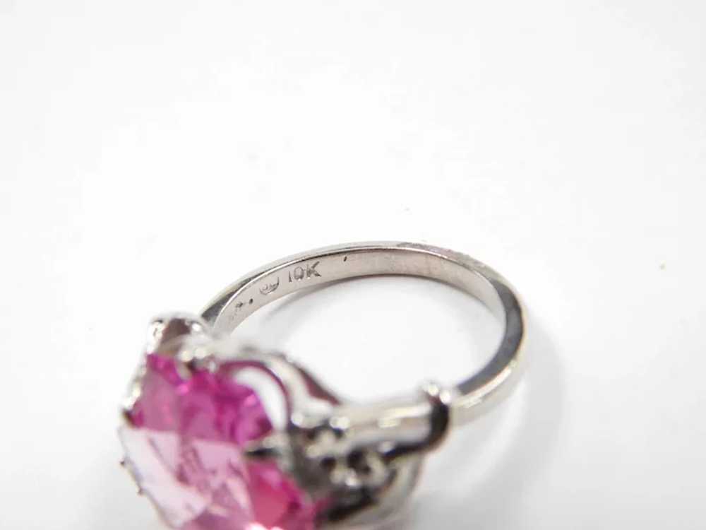 10k White Gold Fantasy Cut Pink Sapphire and Whit… - image 6