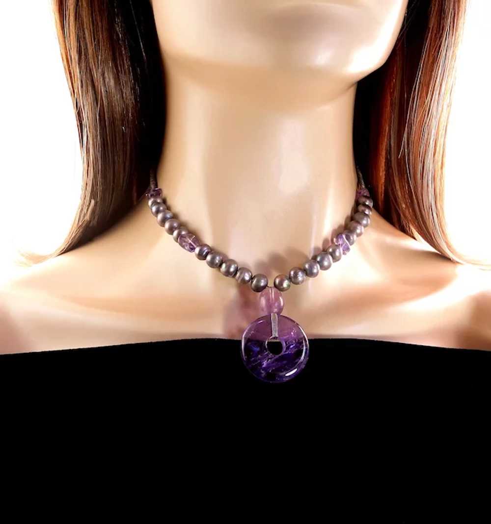 Chic Fluorite Disc on Necklace of Cultured Freshw… - image 7