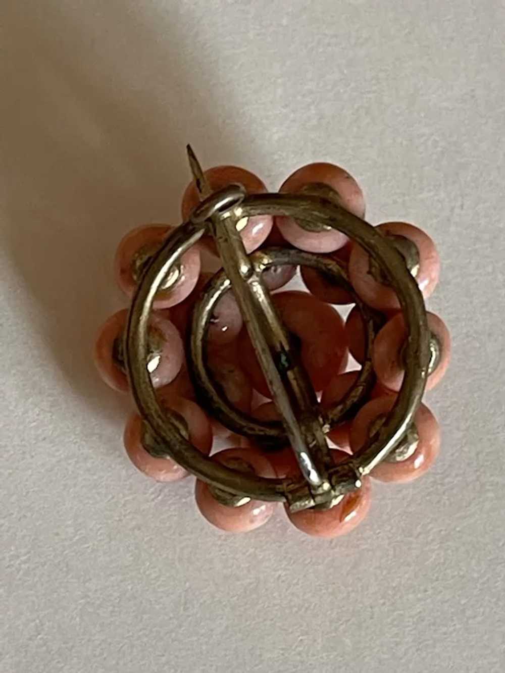 Victorian Coral Button Brooch - image 3