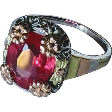 14k Tri Colored Ruby Ring