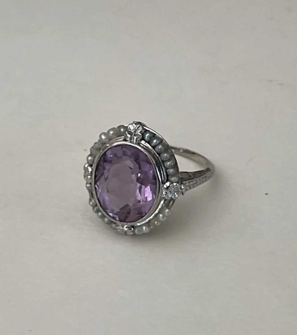 10k Amethyst and Pearl Ring - image 10