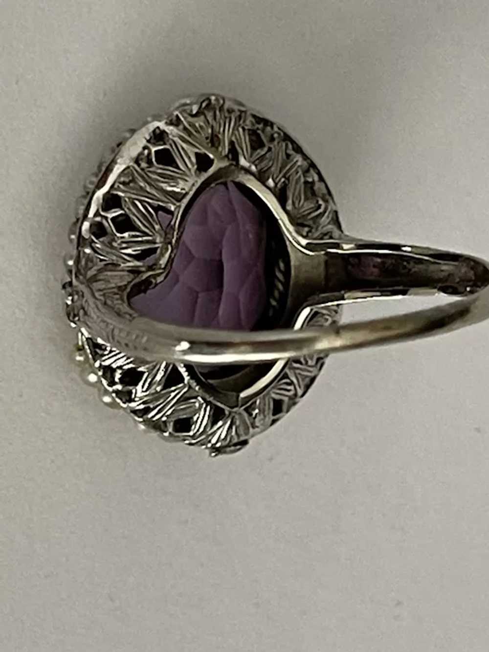 10k Amethyst and Pearl Ring - image 2