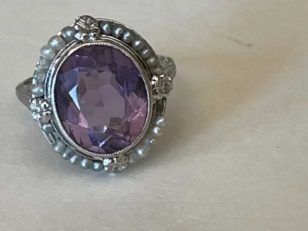 10k Amethyst and Pearl Ring - image 4