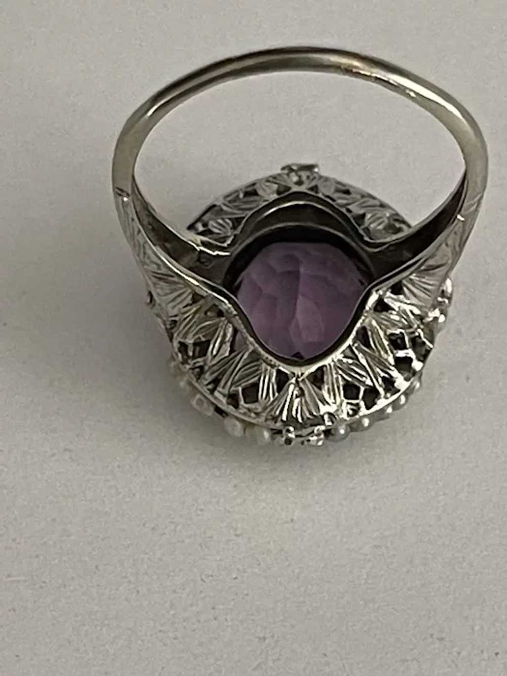 10k Amethyst and Pearl Ring - image 7