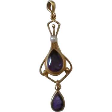 Vintage 14k Yellow Gold, Seed Pearl, and Amethysts