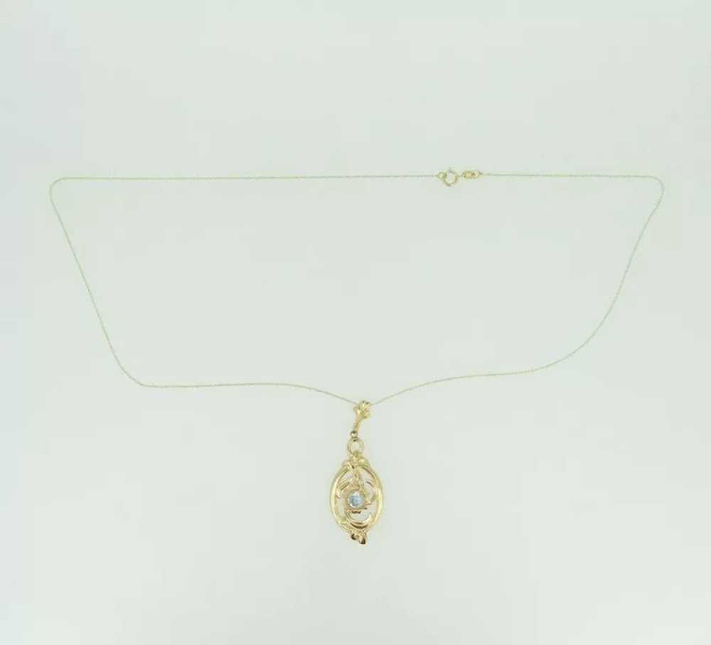 Retro 10K Yellow Gold Lavaliere Pendant with Rose… - image 6