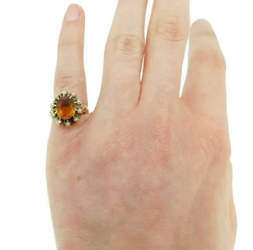10k Yellow Gold Victorian Citrine and Seed Pearl … - image 7