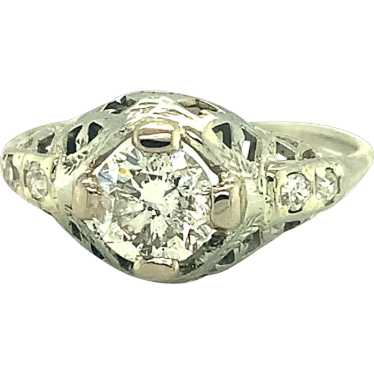 14K white gold .78ct Diamond Filigree Ring - image 1