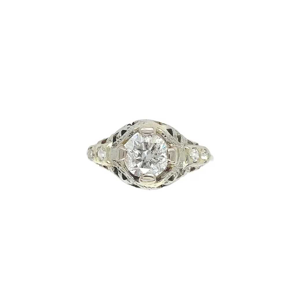 14K white gold .78ct Diamond Filigree Ring - image 2