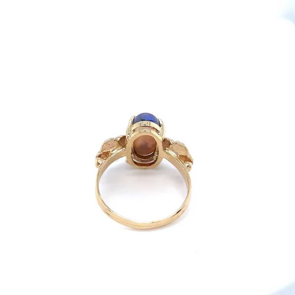 14K Art Nouveau 3 carat Black Opal Ring - image 4
