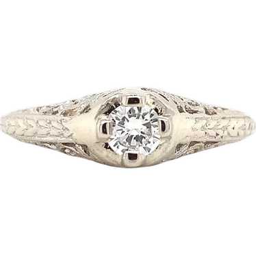 14K Art Deco .18ct Diamond Filigree Ring