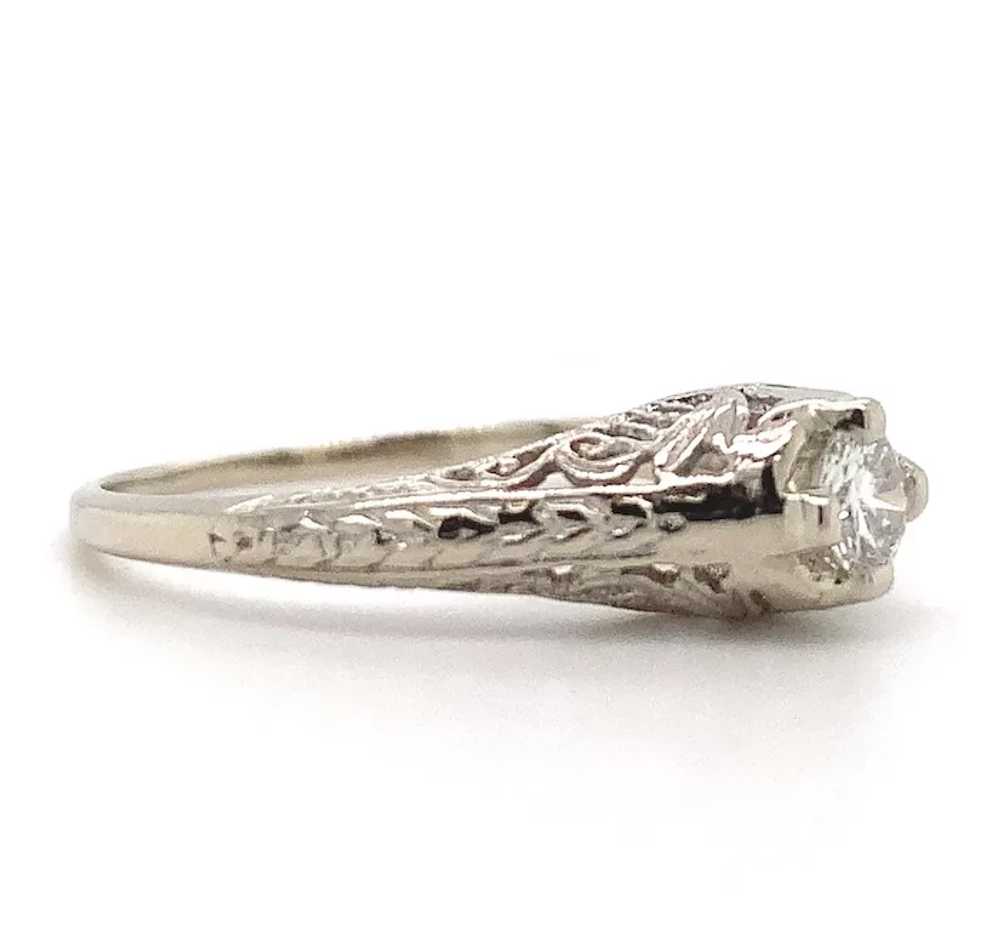 14K Art Deco .18ct Diamond Filigree Ring - image 2
