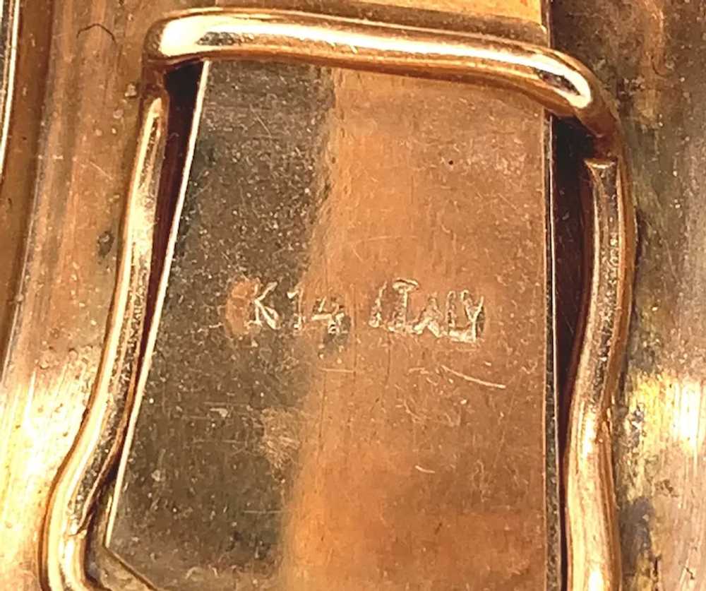 14K Gold and Diamond Hinged Italian Cuff Bracelet - image 4