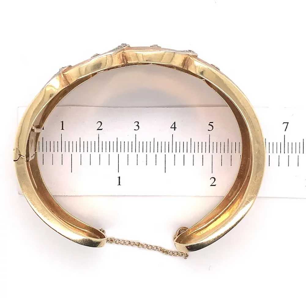 14K Gold and Diamond Hinged Italian Cuff Bracelet - image 6