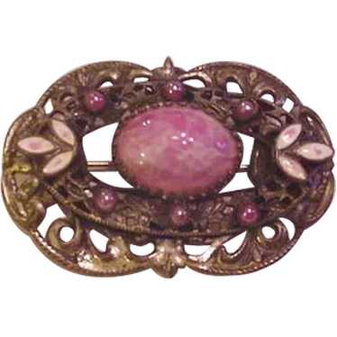 Brass and Pink Glass Pin - image 1