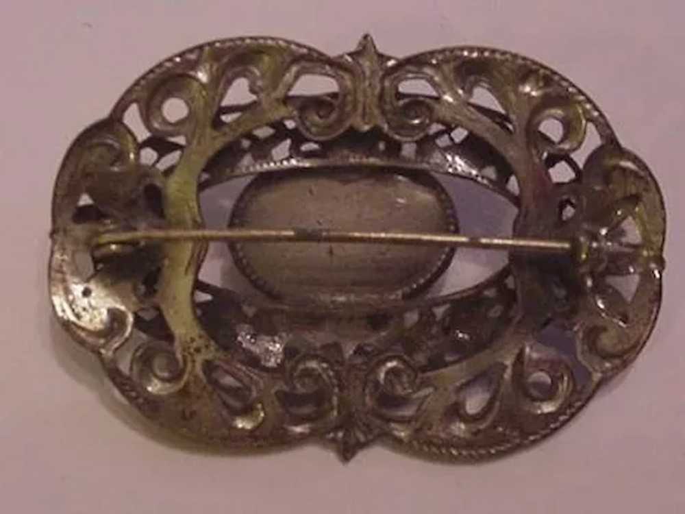 Brass and Pink Glass Pin - image 2