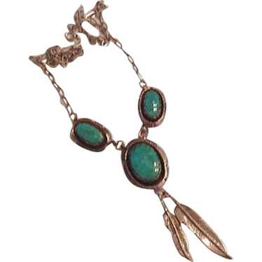 Sterling Turquoise Navajo Necklace  Leonard - Mari