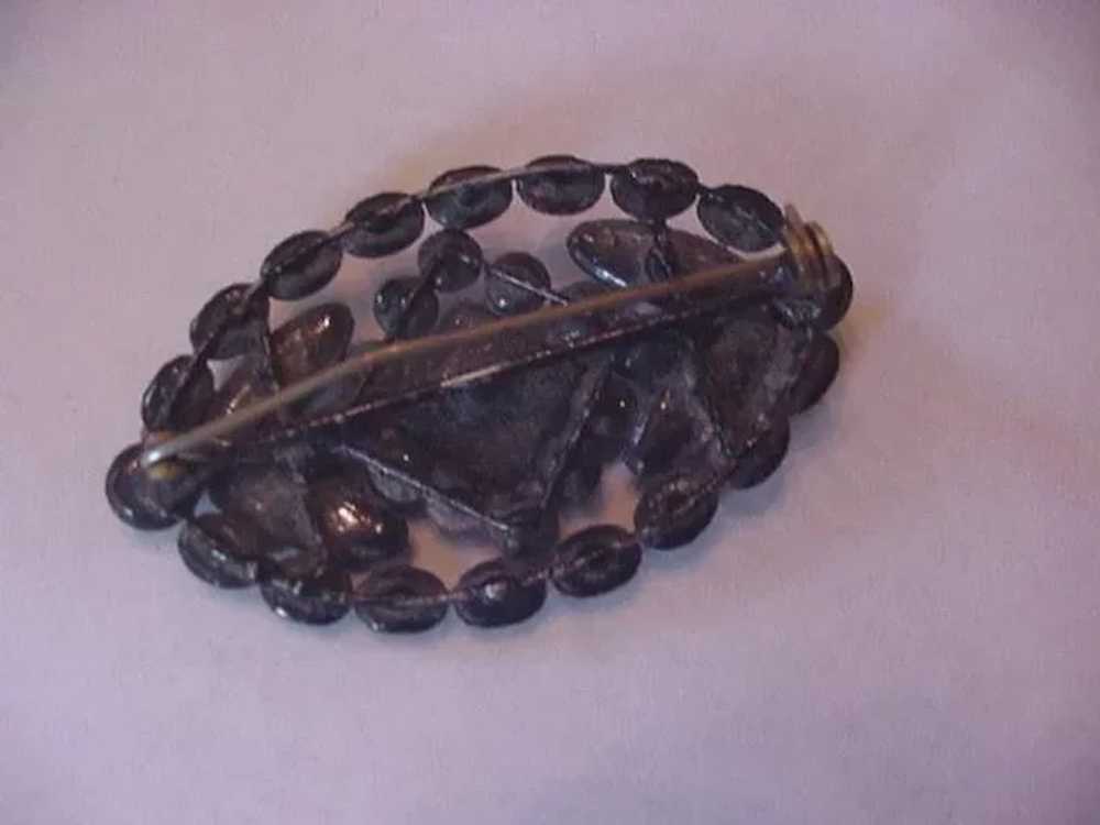 Late Victorian French Jet Black Glass Pin - image 2