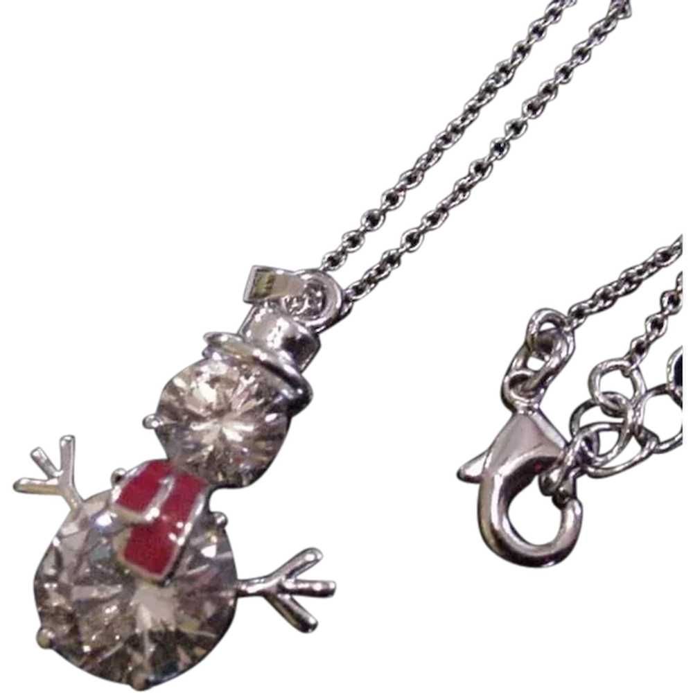 Crystal Snowman Pendant Necklace - image 1