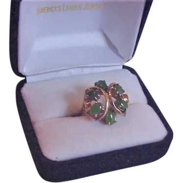 Sterling Silver Vermeil and Jade Ring - image 1