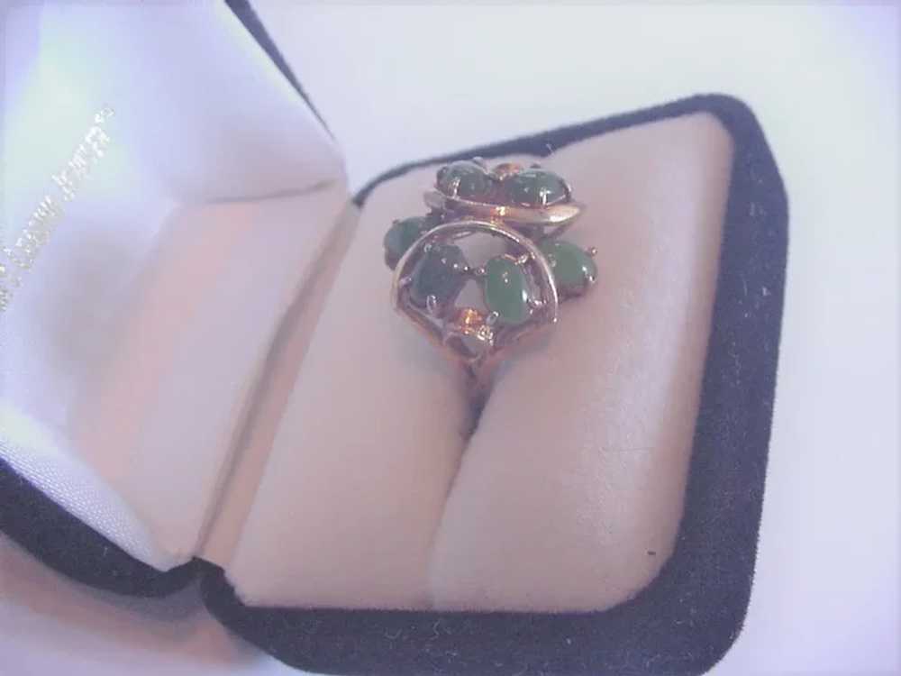 Sterling Silver Vermeil and Jade Ring - image 2