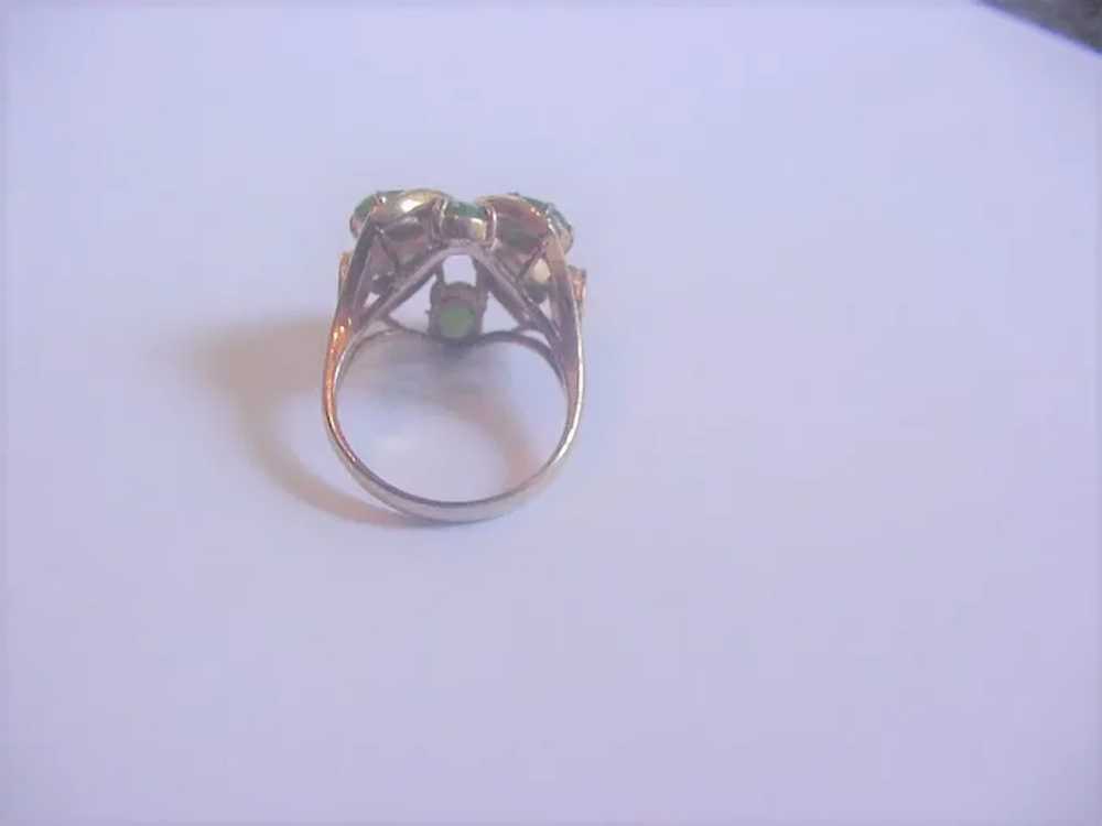 Sterling Silver Vermeil and Jade Ring - image 3