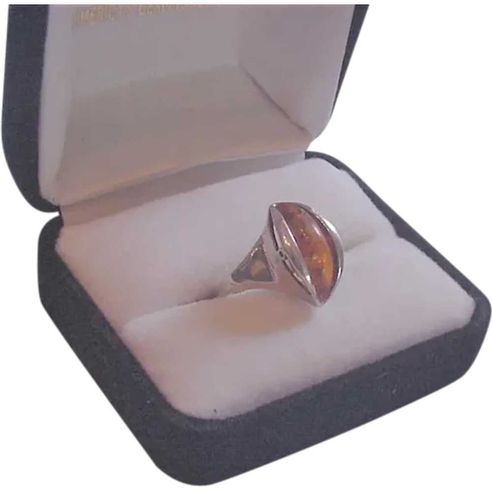 Sterling Silver Amber Ring - image 1