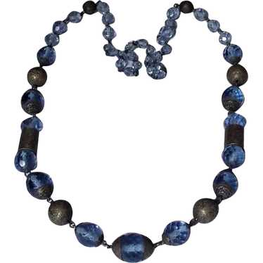 Art Deco Era Brass Chain and Glass Body Jewelry Vest / Necklace