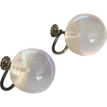Vintage Sterling Silver  Clear Lucite Earrings - image 1